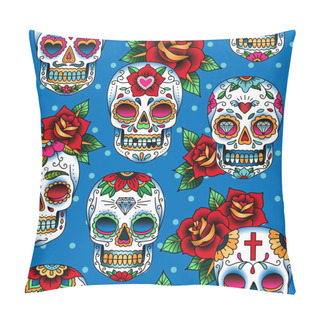 Personality  Seamless Pattern With Skulls Pillow Covers