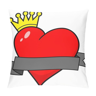 Personality  Royal Heart With Banner - A Cartoon Illustration Of A Royal Heart With Banner. Pillow Covers