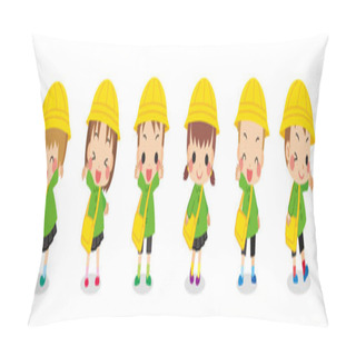Personality  Illustration Of Cute Kindergarten Children. Pillow Covers