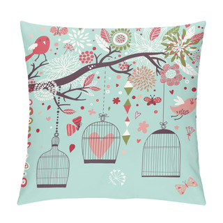 Personality  Freedom Concept Card. Birds Out Of Cages. Pillow Covers