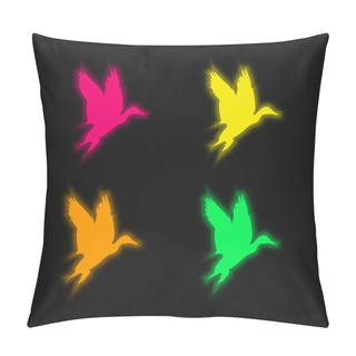 Personality  Bird Waterfowl Shape Four Color Glowing Neon Vector Icon Pillow Covers