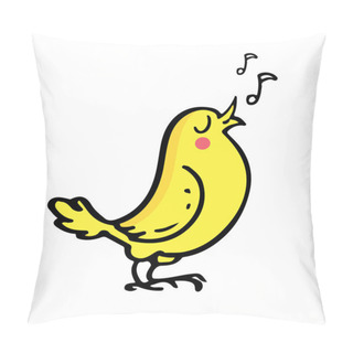 Personality  Singing Canary Bird Hand Drawn Doodle Line Art Vector Ink Sketch Icon Illustration On White Background Pillow Covers