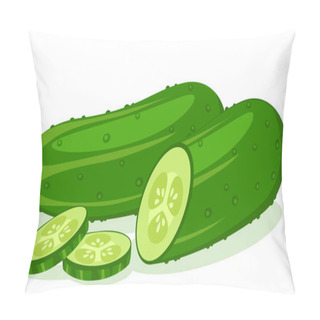 Personality  Cucumber And Half With Sliced Rings Close Up On A White Background. Pillow Covers