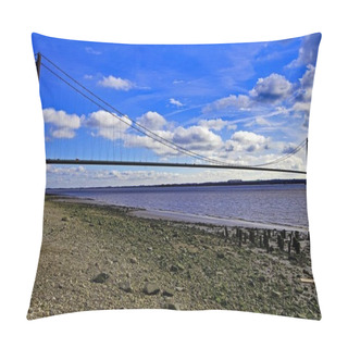 Personality  Capturing The Famous And Magnificent Humber Bridge, In Front Of A Dramatic And Atmospheric Cloudy Background. Pillow Covers