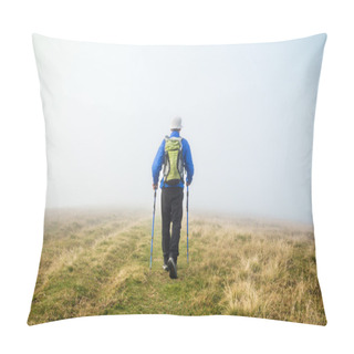 Personality  Man Trekking In The Fog Pillow Covers
