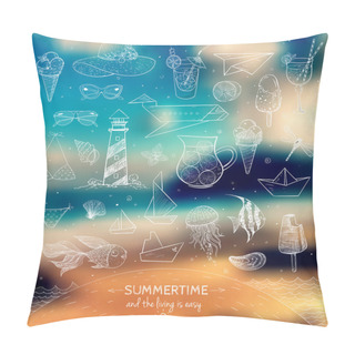 Personality  Summer Elements On Blurred Background Pillow Covers