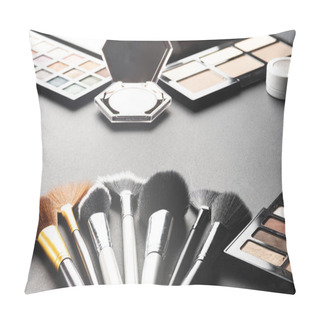 Personality  Multiple Cosmetic Products On Black Background. High Resolution Image For Cosmetics And Fashion Industry. Pillow Covers