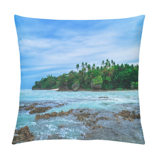 Personality  Tropical Island. Landscape Hill, Clouds And Mountains Rocks With Rainforest. Tropical Island, Sea Bay And Lagoon, Siargao. Azure Water Of Lagoon. Shore Landscape Bay. Travel Concept. Pillow Covers