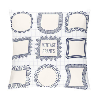 Personality  Ethnic Hand Drawn Vector Line Border Set And Hipster Scribble Design Element Pillow Covers
