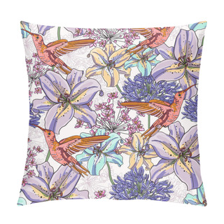Personality  Flying Birds In Different Flowers Pillow Covers
