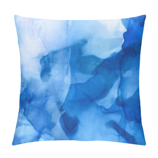 Personality  Blue And Light Blue Splashes Of Alcohol Ink As Abstract Background Pillow Covers