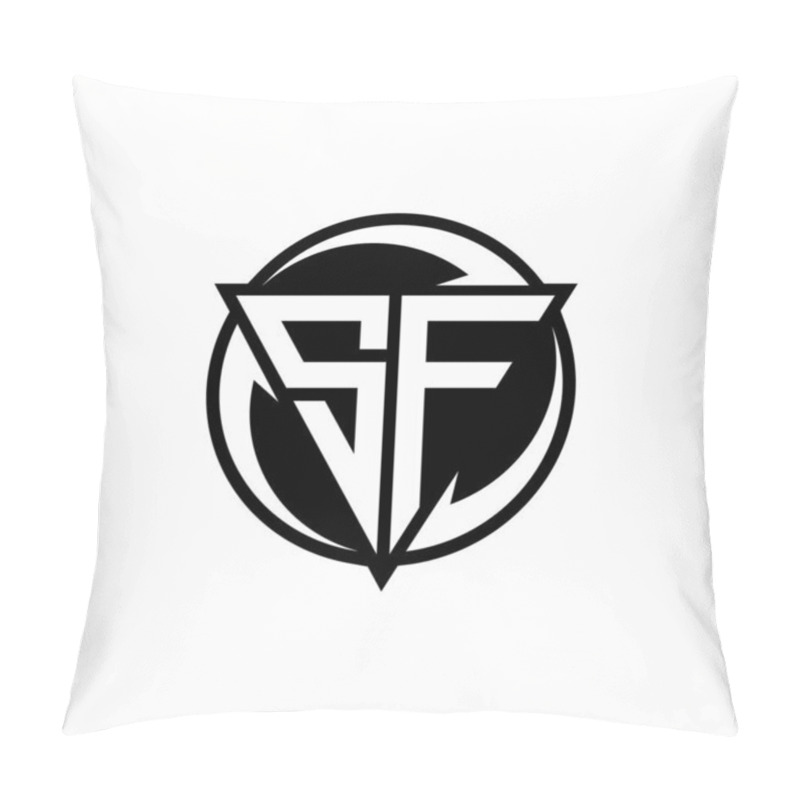 Personality  SF Logo With Triangle Shape And Circle Rounded Design Template Isolated On White Background Pillow Covers