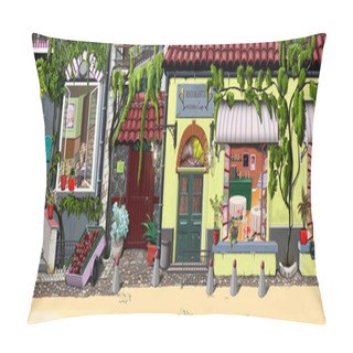 Personality  Oil Painting. Painted Facade. Beautiful, Bright, Little Houses Of Paris And Romania. Pillow Covers