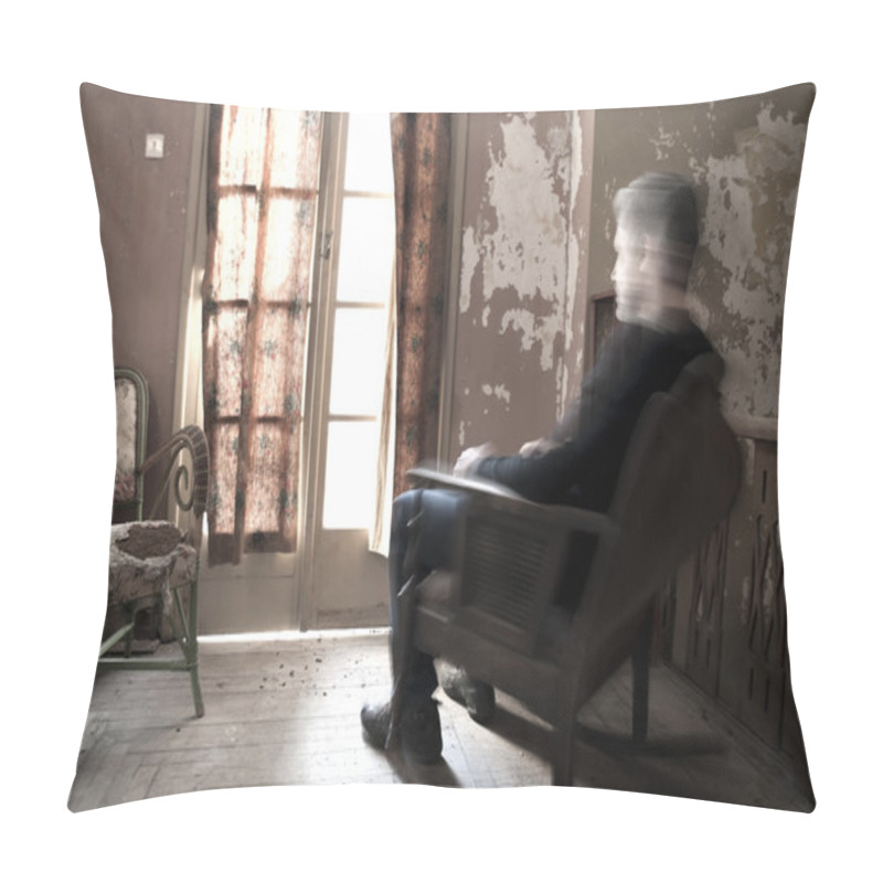 Personality  Man Sitting On Rocking Chair Pillow Covers