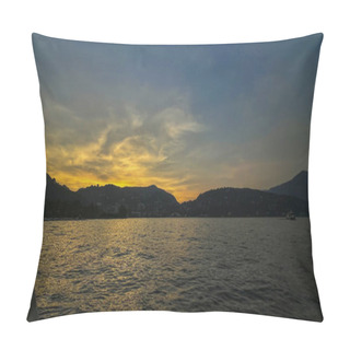 Personality  Lake Como Panorama At Sunset. High Quality Photo Pillow Covers