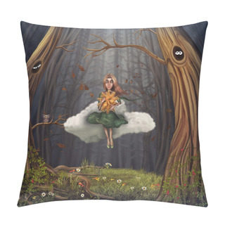 Personality  Young Girl On Cloud Pillow Covers