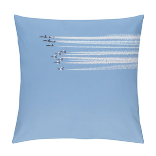 Personality  Atlanta, GA, USA - May 2, 2020:  The Air Force Thunderbirds And Navy Blue Angels Fly Over Downtown Atlanta To Honor Healthcare Frontline Workers In The Area, On May 2, 2020 In Atlanta, GA. Pillow Covers