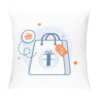Personality  Online Shopping, E-commerce Concept Minimal Design,flat Design Icon Vector Illustration Pillow Covers