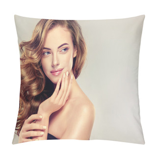 Personality  Girl With Long Curly Hair Pillow Covers