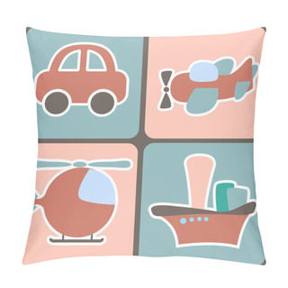 Personality  Seamless Pattern With Cartoon Transport Pillow Covers