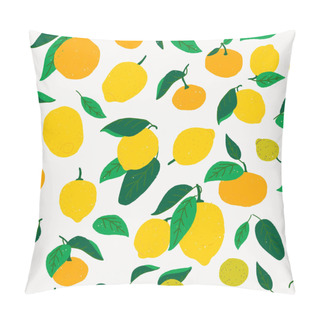 Personality  Hand Drawn Oranges And Lemons Seamless Pattern Pillow Covers