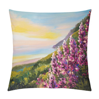 Personality  Oil Painting Of Colorful Sunset At Black Sea Coast Pillow Covers