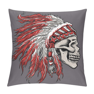 Personality  Skull Indian Chief In Hand Drawing Pillow Covers