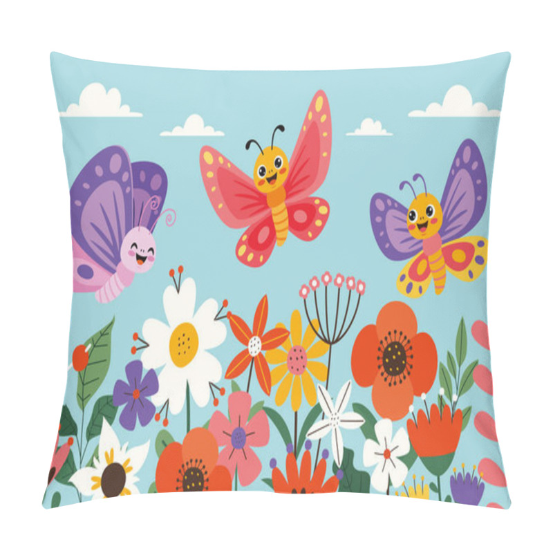 Personality  Flat Drawing Of Colorful Butterflies pillow covers