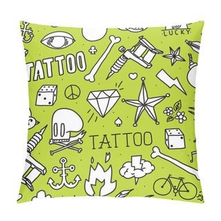 Personality  Doodle Tattoo Seamless Vector Background Pillow Covers
