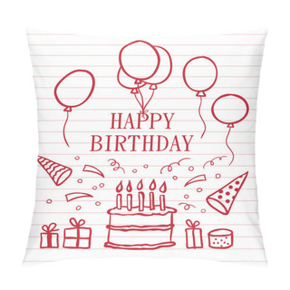 Personality  Doodle Happy Birthday Pillow Covers