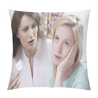Personality  Mother Talking To Teenage Daughter About Contraception Pillow Covers