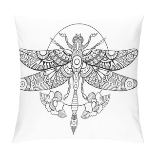 Personality  Dragonfly Coloring Book For Adults Vector Pillow Covers