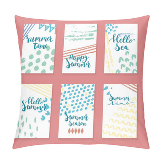 Personality  Hand Drawn Typography Lettering Phrases Set About Sea, Ocean And Summer Time. Pillow Covers