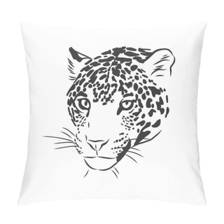 Personality  Jaguar. Hand Drawn Sketch Illustration Isolated On White Background Pillow Covers