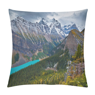 Personality  Yellow Larches In Autumn Above Lake Louise In Banff National Park, Alberta Pillow Covers