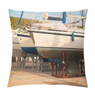 Personality  Ships Are Waiting For Repairs In Dockyard Pillow Covers
