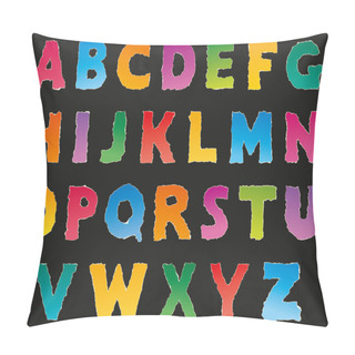 Personality  Vector Alphabet From Torn Scraps Of Colored Paper Pillow Covers