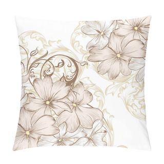 Personality  Wedding Vector Background With Hand Drawn Stylized Flowers In Re Pillow Covers