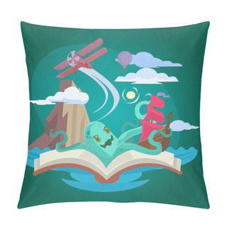 Personality  Fairy Book. Vector Flat Illustration Pillow Covers