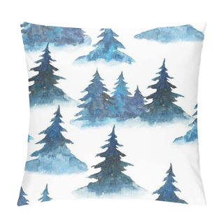 Personality  Seamless Pattern With Watercolor Fire Trees. Spruces And Pines, Forest Hand Painted Illustration. Pillow Covers
