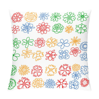 Personality  Vector Set Of Colorful Doodle Flowers. Wedding Ornament Pillow Covers