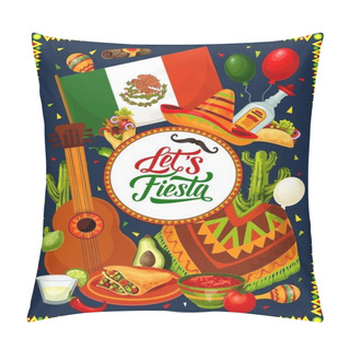 Personality  Guitar, Sombrero, Mexican Flag And Fiesta Food Pillow Covers