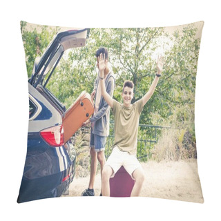 Personality  People Travelling By Car Pillow Covers