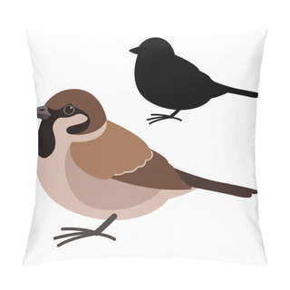 Personality  Sparrow Bird , Vector Illustration , Flat Style ,  Silhouette Pillow Covers