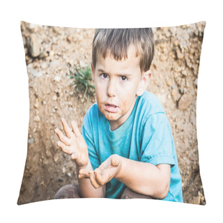 Personality  Poor Little Homeless Boy. Pillow Covers