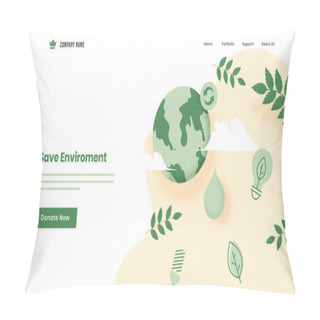 Personality  Save Environment Concept Based Landing Page Design With Earth Gl Pillow Covers