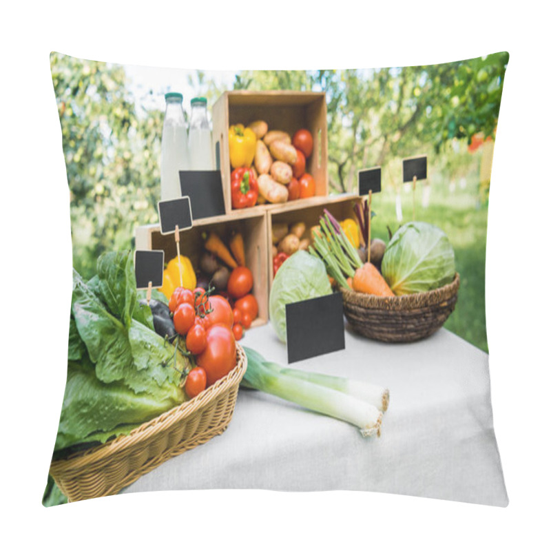Personality  ripe ecological vegetables in boxes on market stall pillow covers