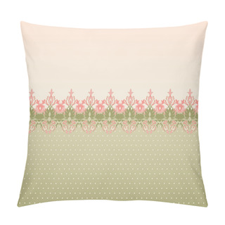 Personality  Card With Seamless Vintage Floral Oriental Border. Pillow Covers