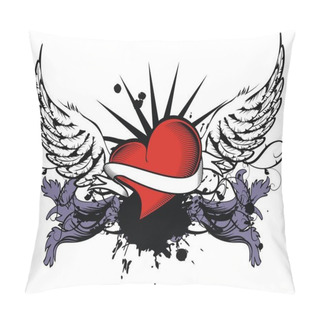 Personality  Winged Heart Heraldic Tattoo Pillow Covers