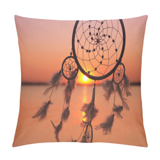 Personality  Beautiful Handmade Dream Catcher Near River At Sunset Pillow Covers